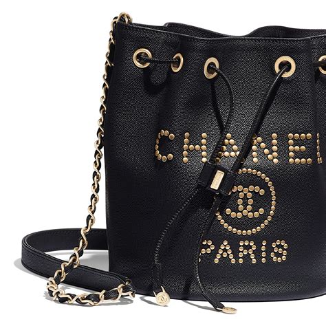 chanel bag gold and black|chanel grained calfskin drawstring bag.